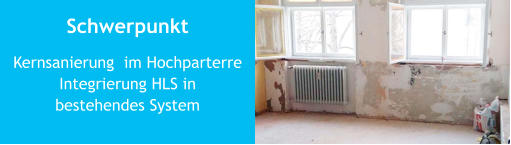 Schwerpunkt Kernsanierung  im HochparterreIntegrierung HLS in bestehendes System