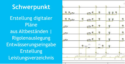 Schwerpunkt Erstellung digitaler Pläneaus Altbeständen | RigolenauslegungEntwässerungseingabe  Erstellung Leistungsverzeichnis